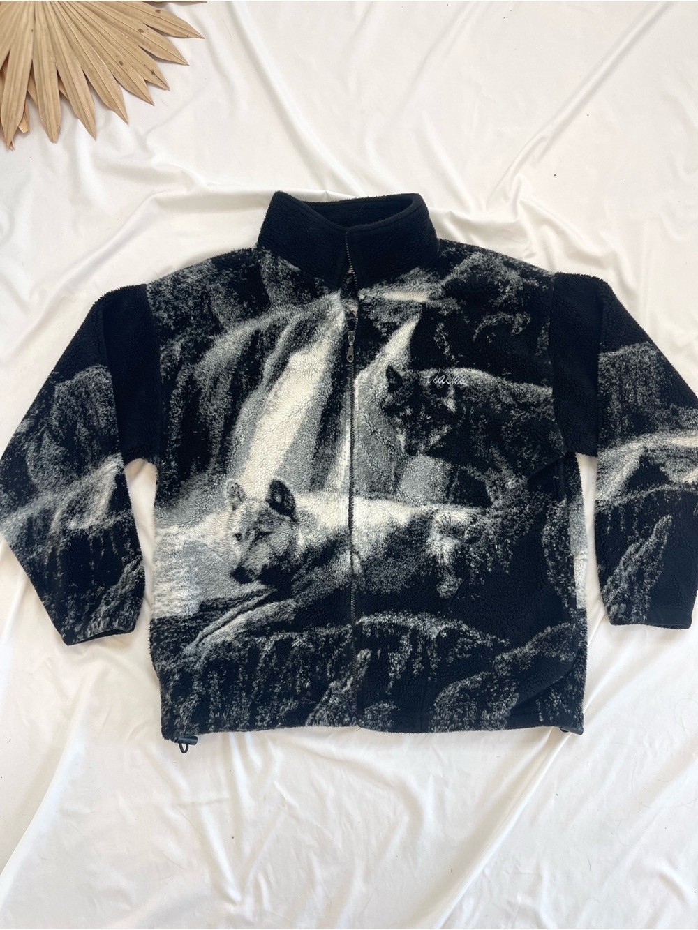 Vintage Caribou Crossings Wolf Wolves Alaska Fleece All Over Print Sherpa Jacket - Picture 1 of 8